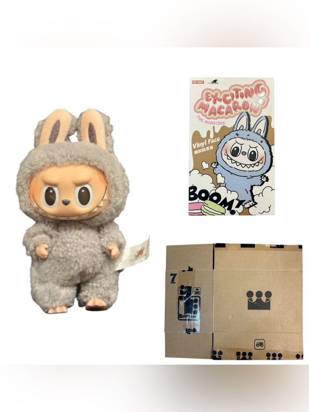 Authentic POP MART Labubu Monsters EXCITING MACARON Plush Vinyl Face SESAME BEAN